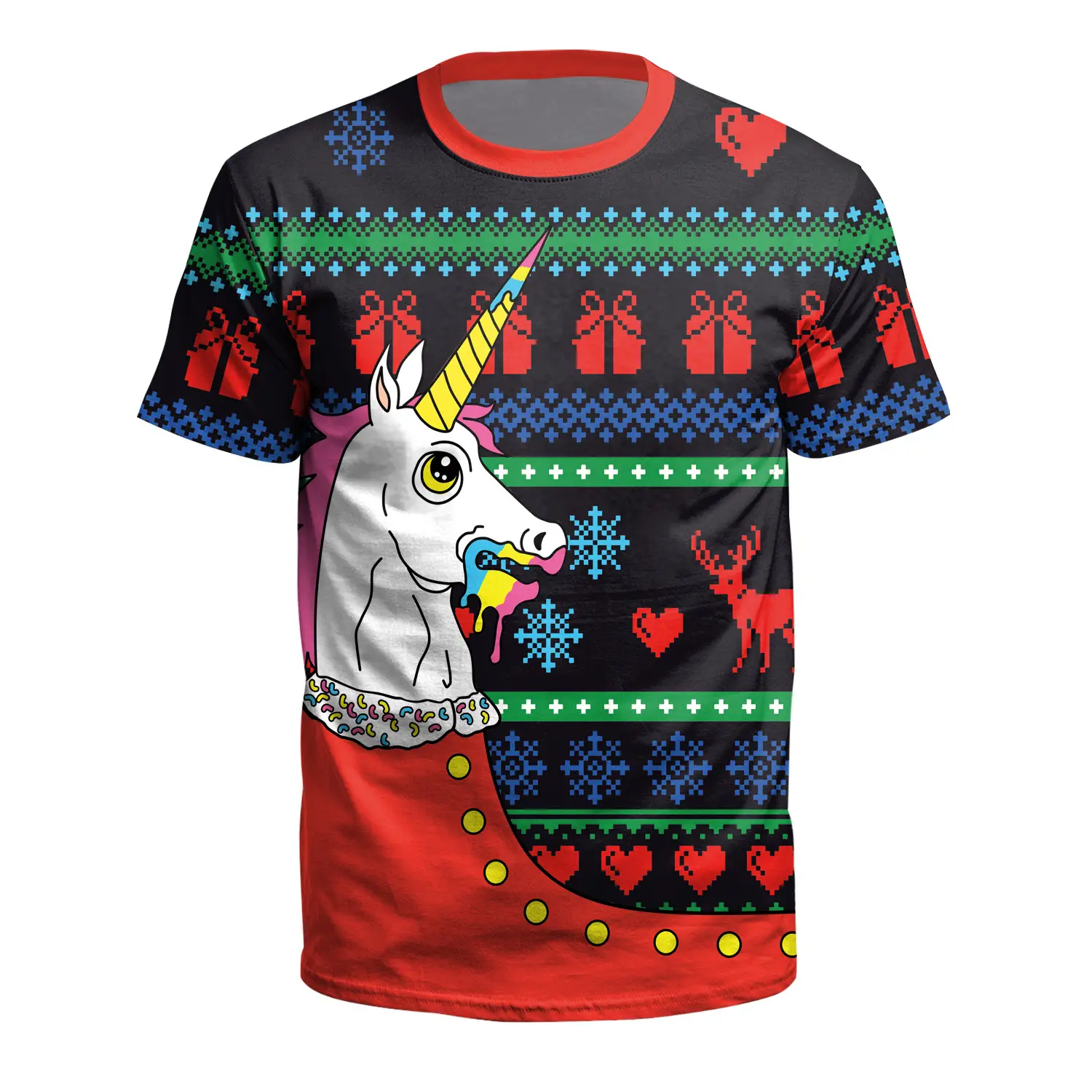 Christmas T-Shirt Green Santa Moon Design - Image 3