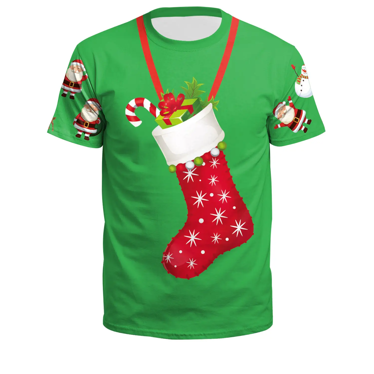 Christmas T-Shirt Green Santa Moon Design - Image 6