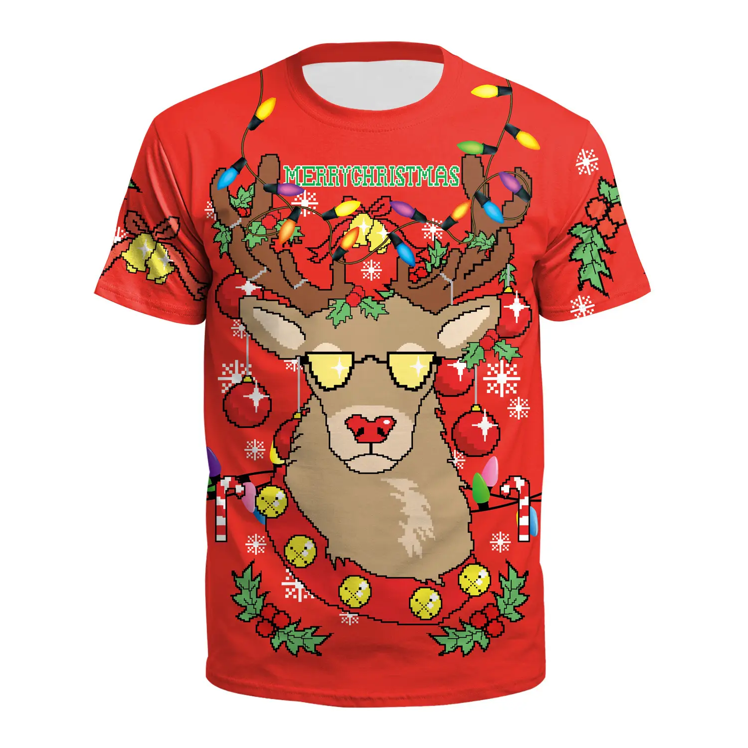 Christmas T-Shirt Green Santa Moon Design - Image 8