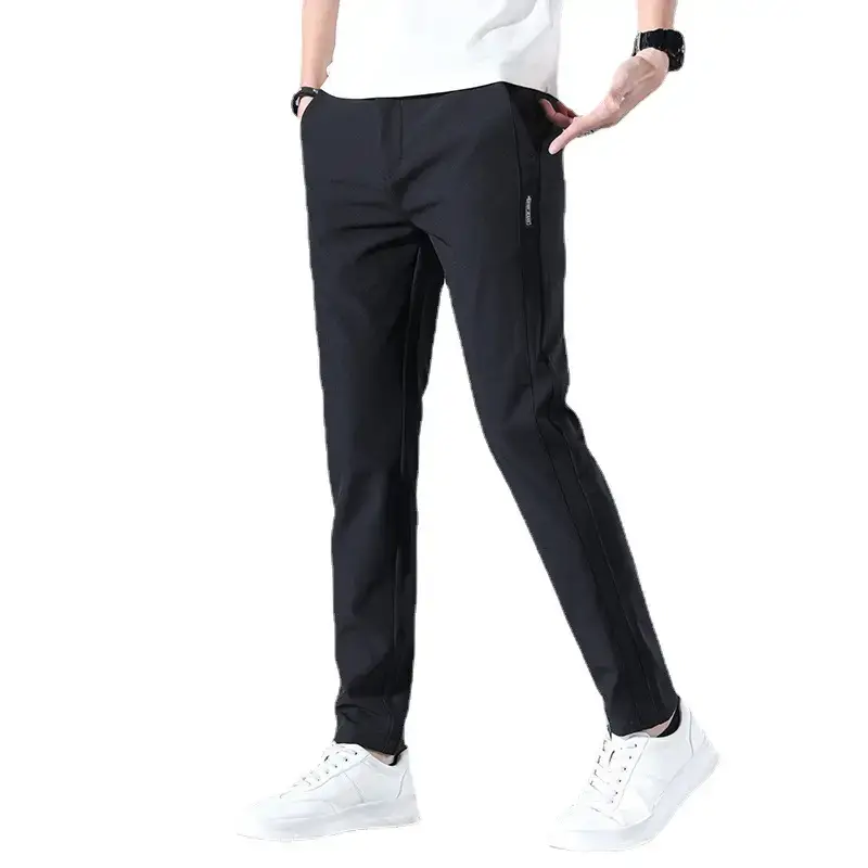 Men Grey Slim Fit Elastic Summer Pants - Image 9