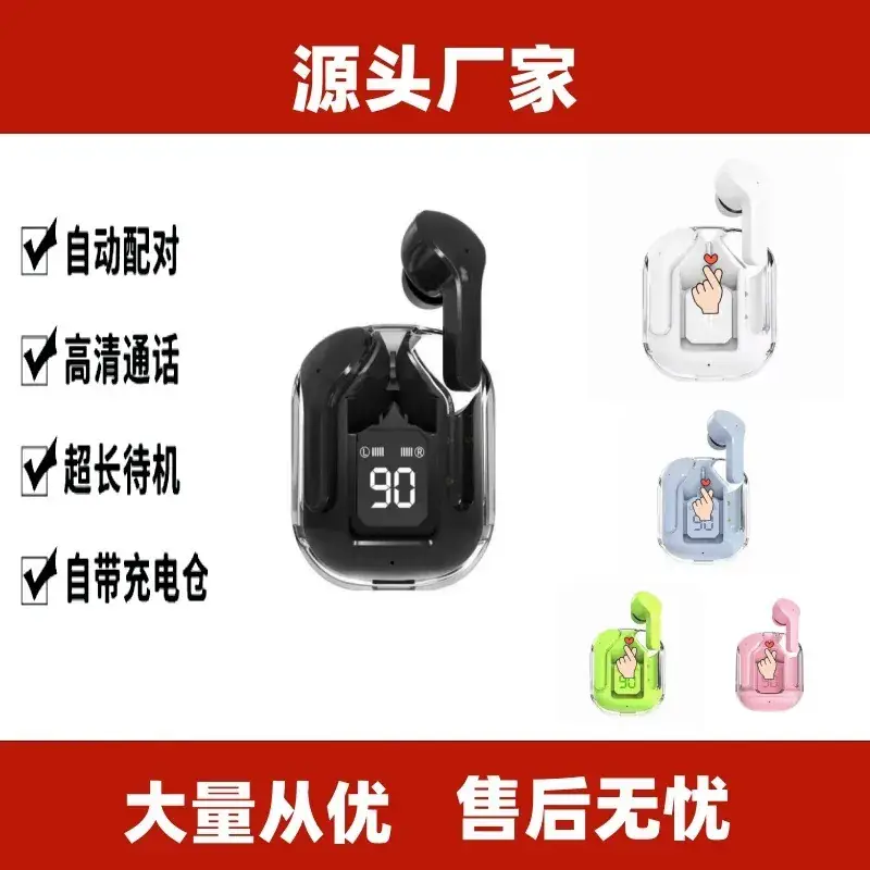 Bluetooth Headphones Binaural Charging Case Wireless Stereo Transparent - Image 2