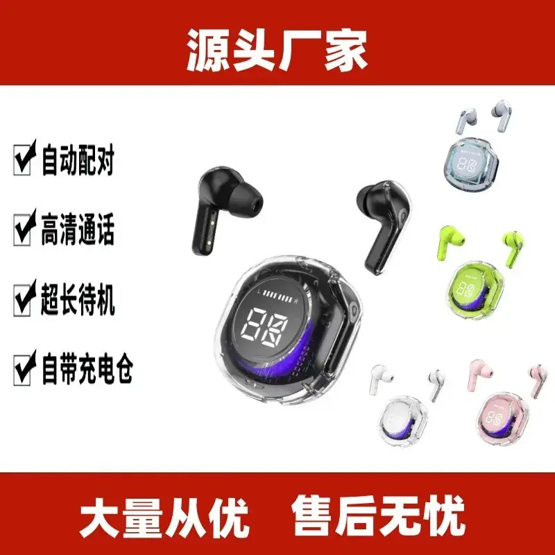 Bluetooth Headphones Binaural Charging Case Wireless Stereo Transparent - Image 3