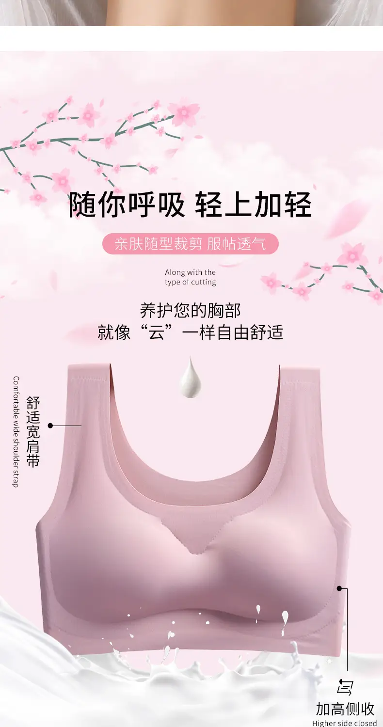Factory Direct Sales Safety Seamless Push-Up Underwear Sports Yoga Vest No Rims Ice Silk Zero Restraint Sleep Bra — feature 3