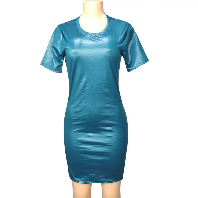 Black Faux Leather Hip Skirt Slim Fit Knee Length - Image 4