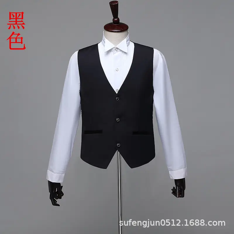 Men White Button-Up Vesting Suit KTV Host MC - Image 2