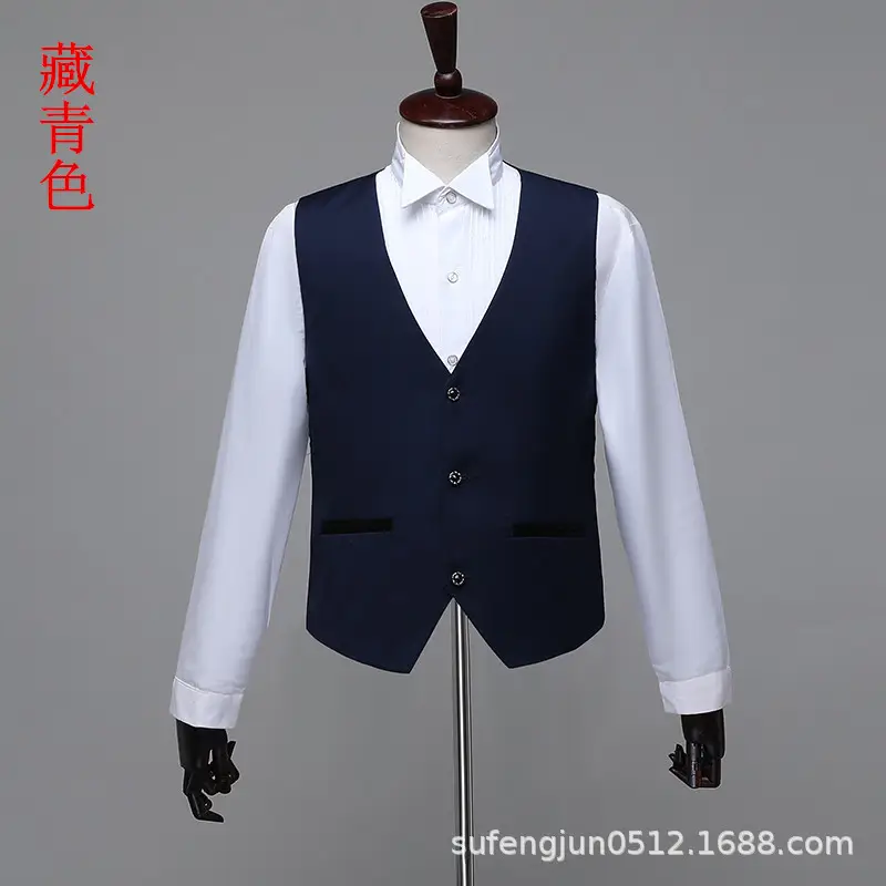 Men White Button-Up Vesting Suit KTV Host MC - Image 3
