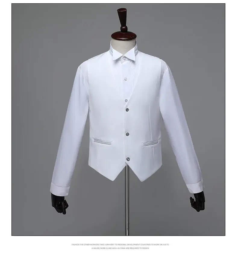 Men White Button-Up Vesting Suit KTV Host MC — feature 11