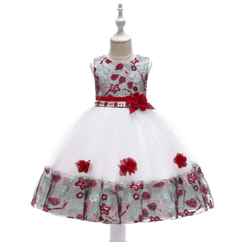 Girls Lace Puffy Princess Dress Blue Floral 2025 - Image 6