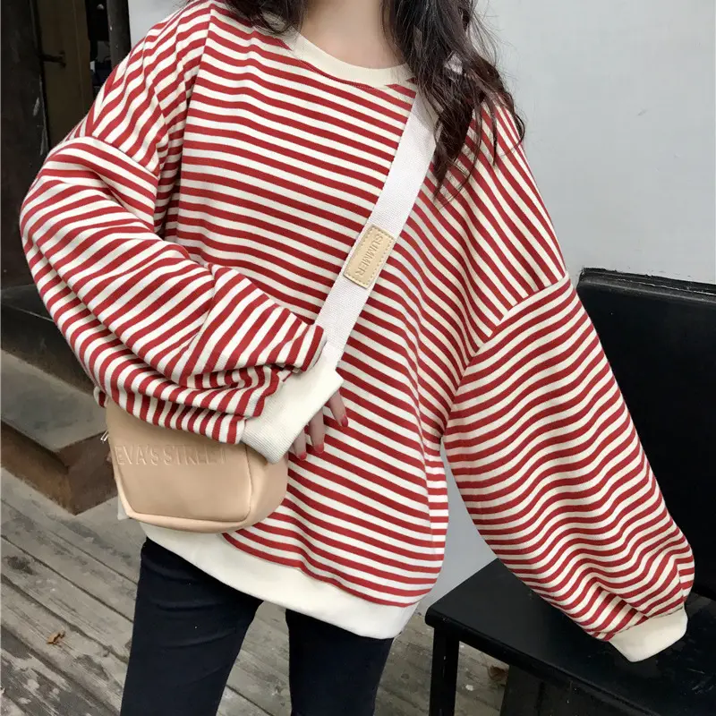 Women Striped Pullover Sweater Autumn Winter Loose Fit - Image 5