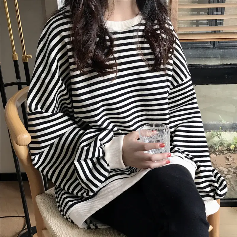 Women Striped Pullover Sweater Autumn Winter Loose Fit - Image 6