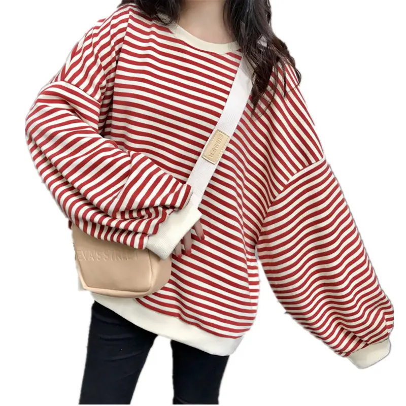 Women Striped Pullover Sweater Autumn Winter Loose Fit - Image 8