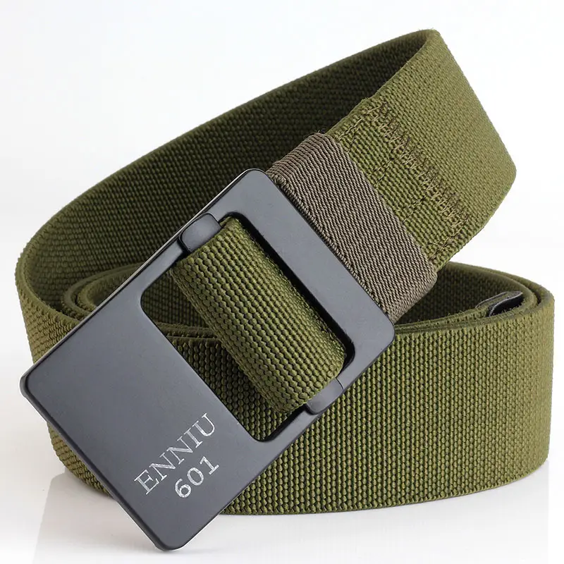 Men's Black Elastic Woven Belt with Alloy Buckle - Image 8