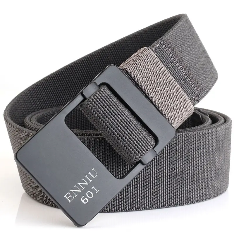 Men's Black Elastic Woven Belt with Alloy Buckle - Image 10