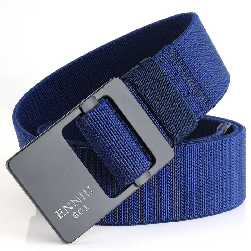 Men's Black Elastic Woven Belt with Alloy Buckle - Image 11