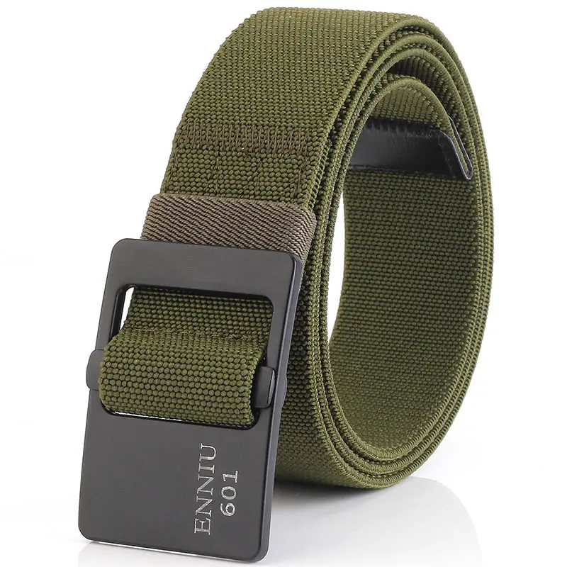 Men's Black Elastic Woven Belt with Alloy Buckle - Image 2