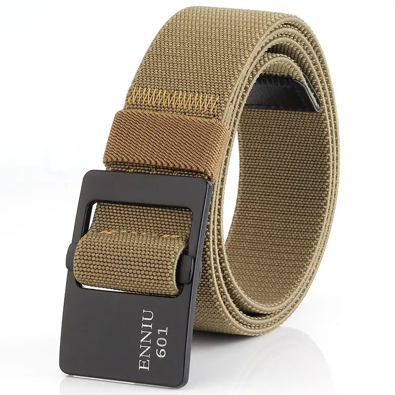 Men's Black Elastic Woven Belt with Alloy Buckle - Image 3