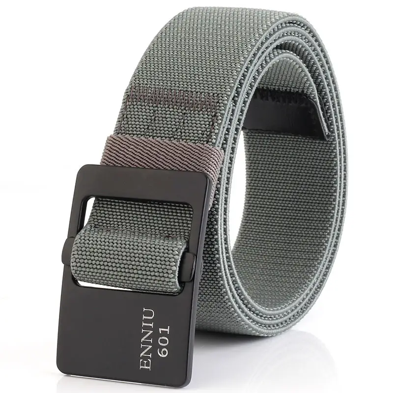 Men's Black Elastic Woven Belt with Alloy Buckle - Image 6