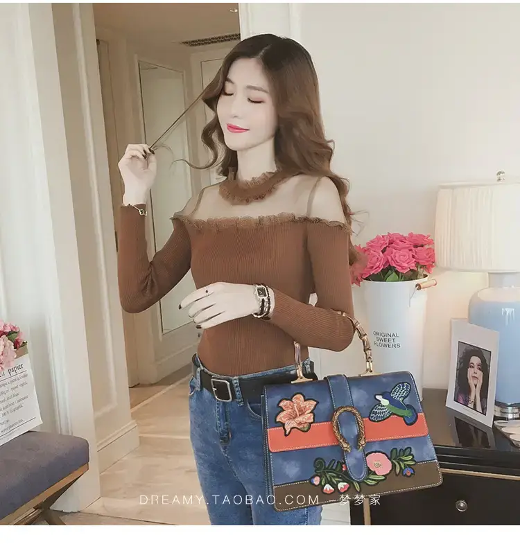 Women Long Sleeve Lace Top White Spinning — feature 13