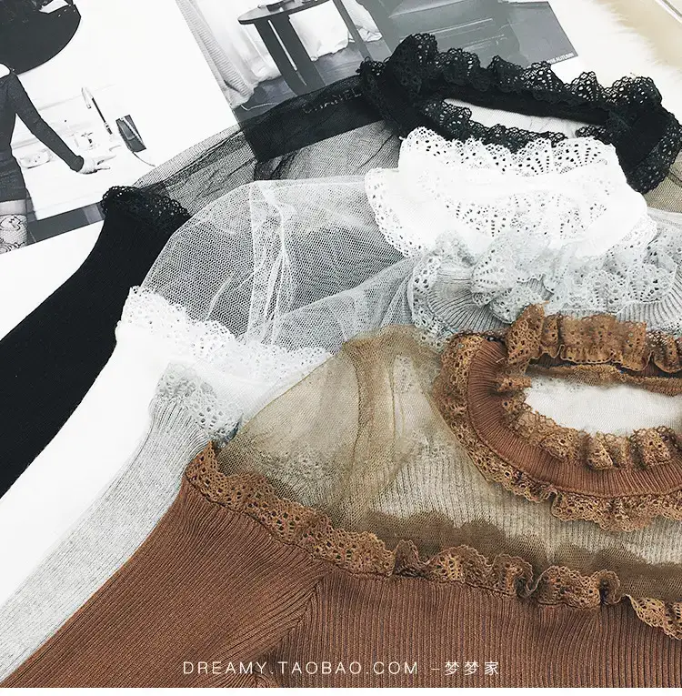Women Long Sleeve Lace Top White Spinning — feature 19