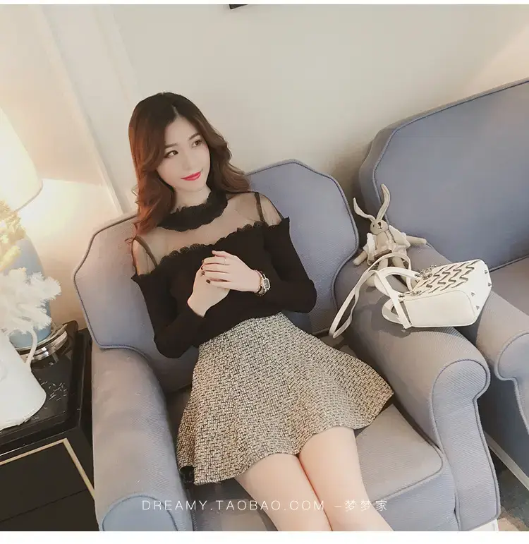 Women Long Sleeve Lace Top White Spinning — feature 33