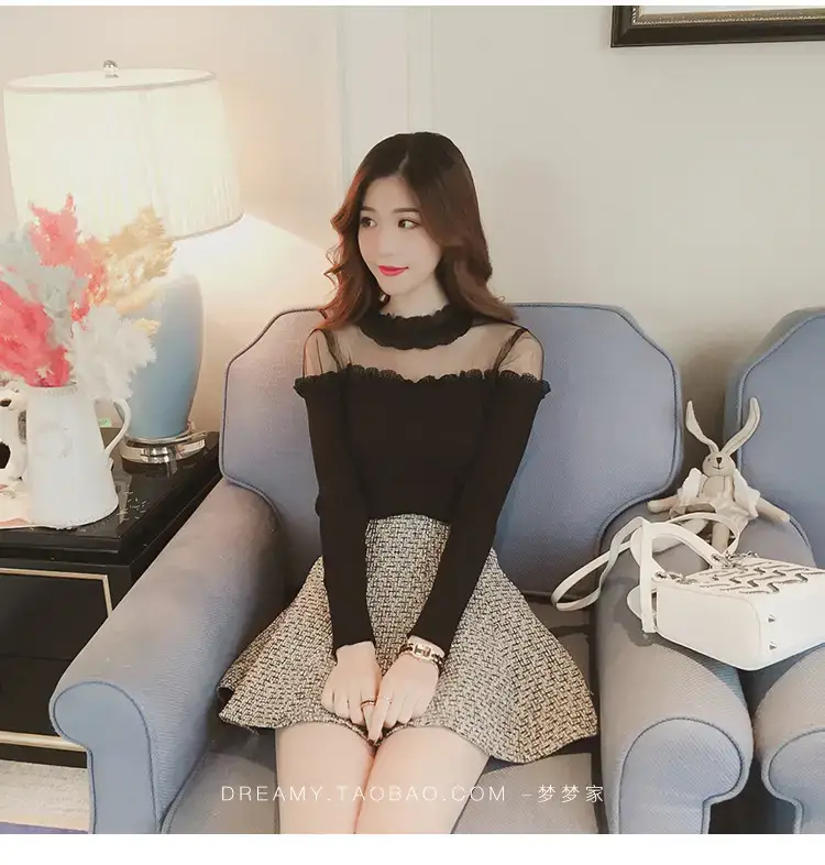 Women Long Sleeve Lace Top White Spinning — feature 37