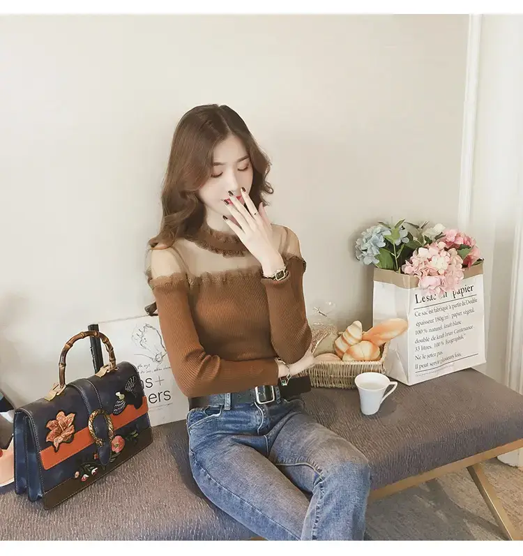Women Long Sleeve Lace Top White Spinning — feature 8