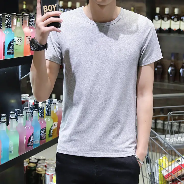 Men's Grey Long Sleeve T-Shirt Slim Fit 2018 Winter - Image 29