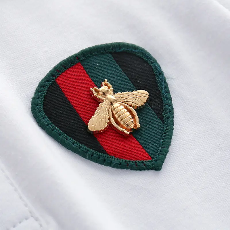 Baby Lapel Patch Green Red Black Embroidered Bee - Image 6