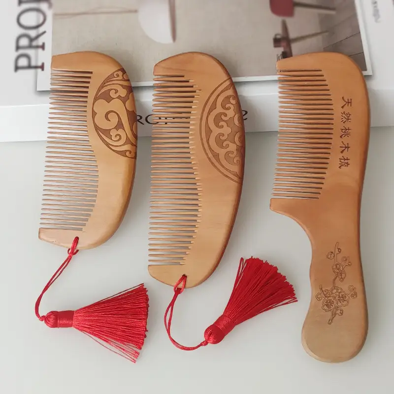 Peach Wood Hair Comb with Sandalwood Massage - Image 18