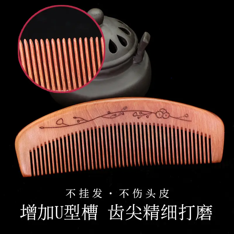 Peach Wood Hair Comb with Sandalwood Massage - Image 15