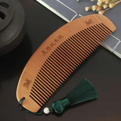 Peach Wood Hair Comb with Sandalwood Massage - Image 7