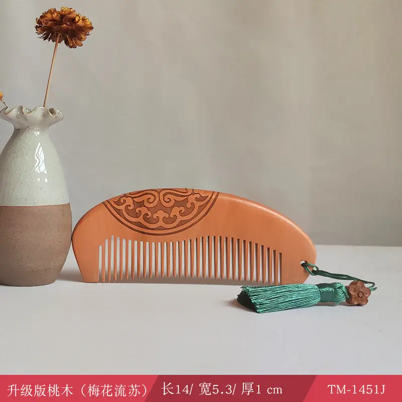 Peach Wood Hair Comb with Sandalwood Massage - Image 8