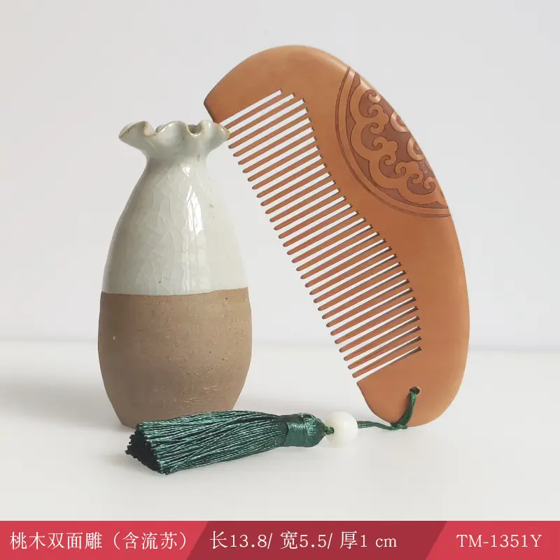Peach Wood Hair Comb with Sandalwood Massage - Image 9