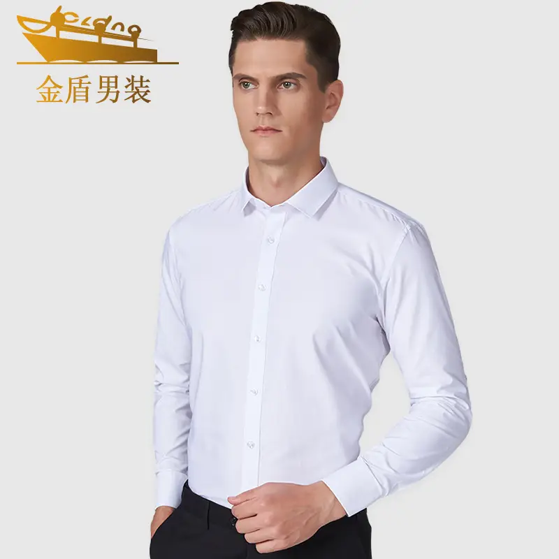 Men's Slim White Business Shirt Long Sleeve - Image 6