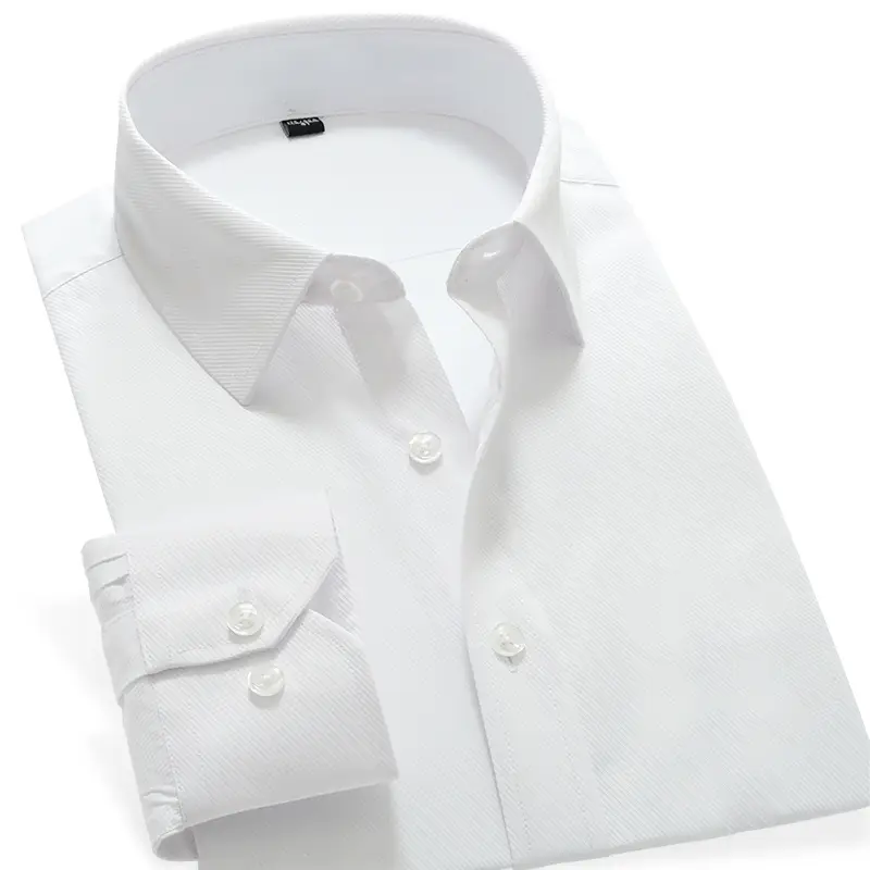 Men's Slim White Business Shirt Long Sleeve - Image 2