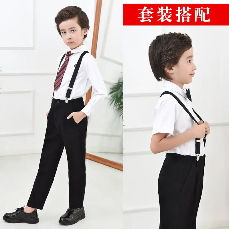 Children's Pure Cotton School Uniform Trousers Black Dark Blue White Beige