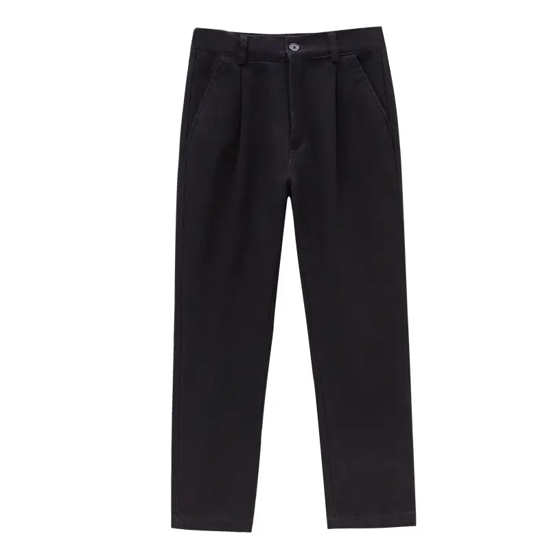 Children's Pure Cotton School Uniform Trousers Black Dark Blue White Beige