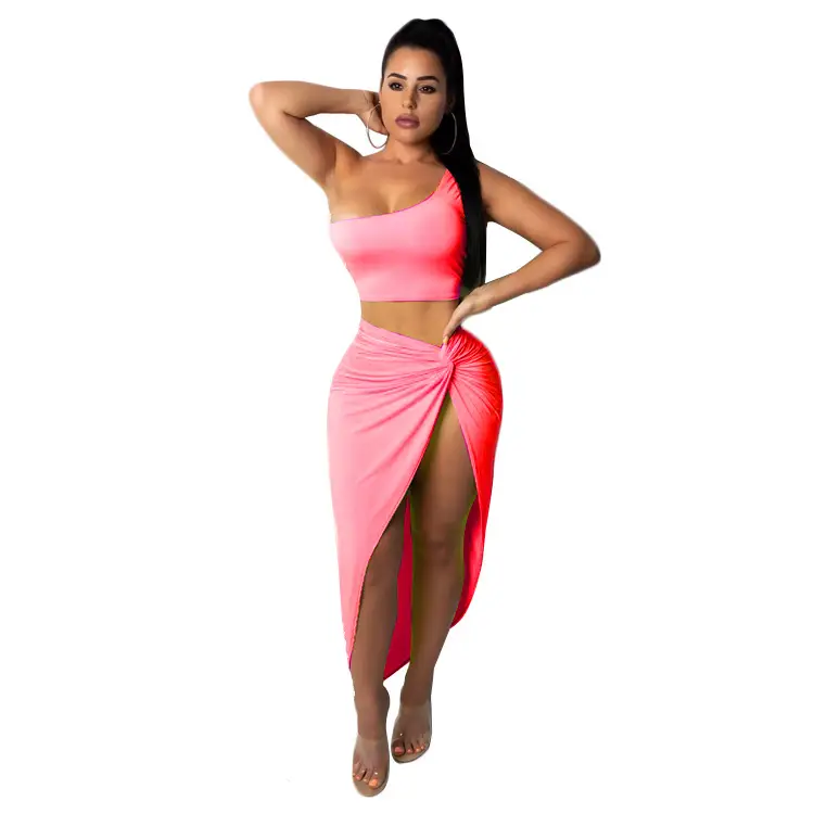 Women's Pink Pleated Skirt Set Large Size - Image 10