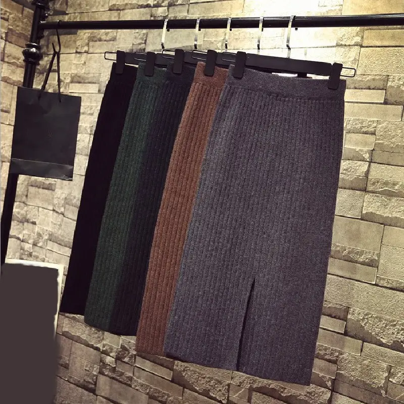 Korean Style Slimming Split Knitted Skirt Set of 4 - Image 2
