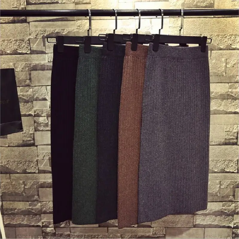 Korean Style Slimming Split Knitted Skirt Set of 4 - Image 3