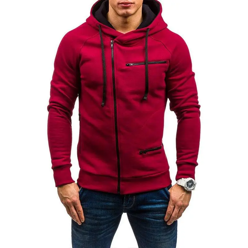 New Men's Full-Zip Hoodie Red with Black Trim - Image 4