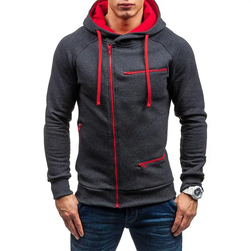 New Men's Full-Zip Hoodie Red with Black Trim - Image 5
