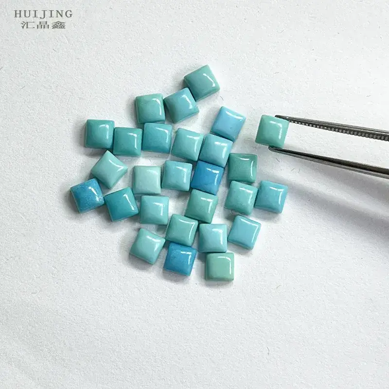 Turquoise Ring Face Bare Stone Jewelry 7mm Square 5mm - Image 6