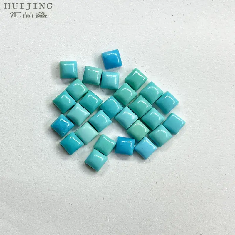 Turquoise Ring Face Bare Stone Jewelry 7mm Square 5mm — feature 4