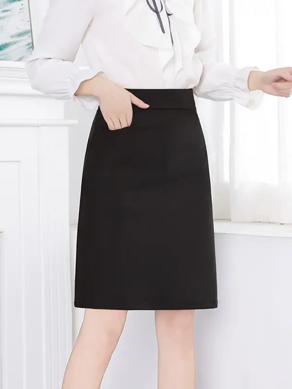 Black Anti-Walking Skirt High Waist Stretch Slim Fit Large - Image 4