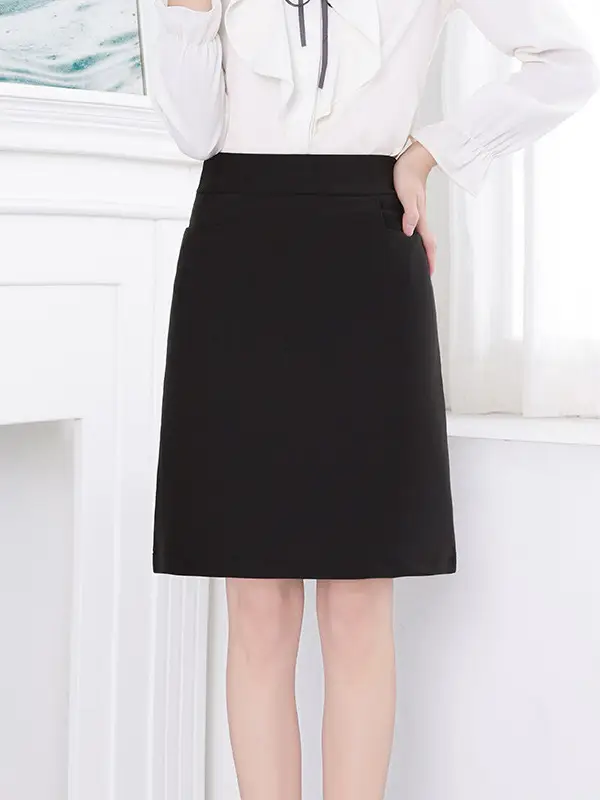 Black Anti-Walking Skirt High Waist Stretch Slim Fit Large - Image 5