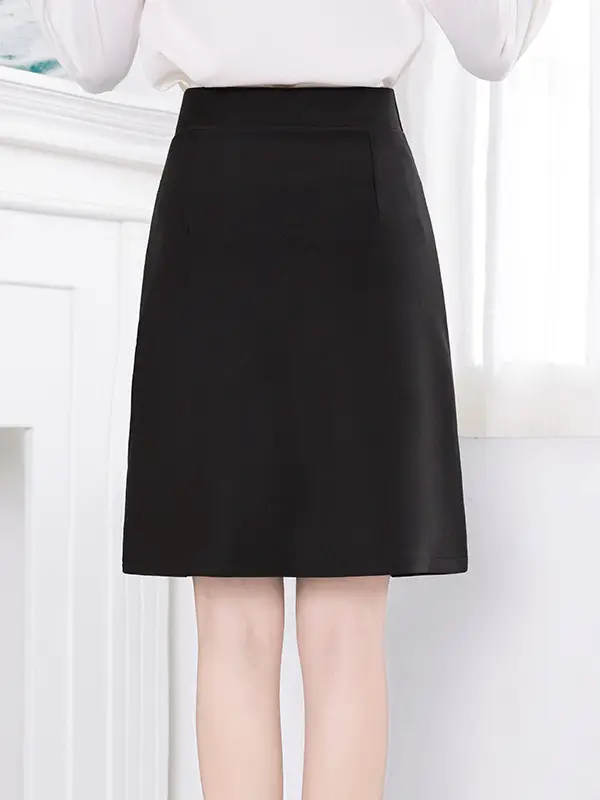 Black Anti-Walking Skirt High Waist Stretch Slim Fit Large - Image 6