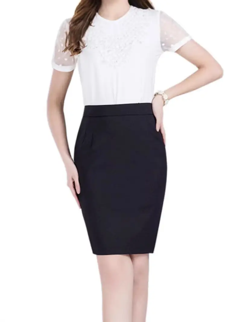 2025 Spring Hip Skirt Black White Slim Fit