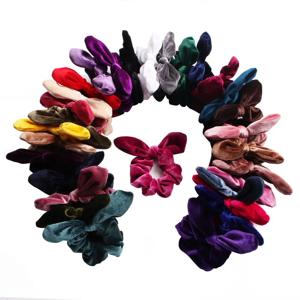 Velvet Rabbit Ears Hairband Brown 30 Color