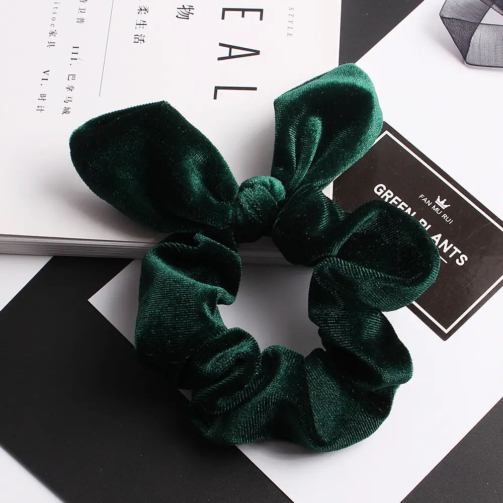 Velvet Rabbit Ears Hairband Brown 30 Color